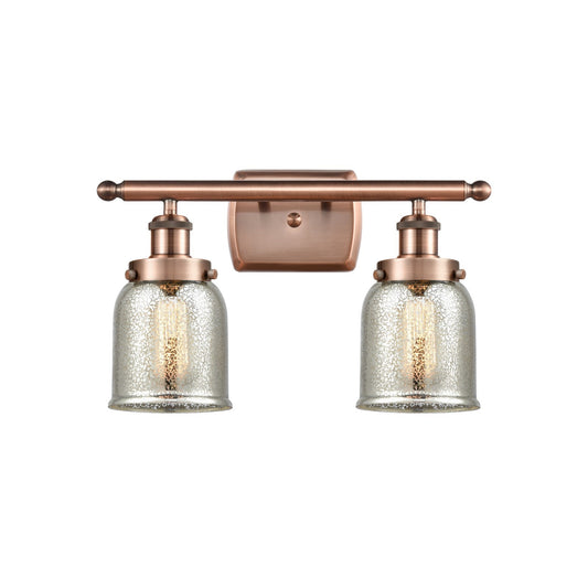 Innovations Bell 16in 2-Light Bath Vanity Light | Industrial Antique Copper and Silver Plated Mercury Glass | Bathroom Vanity | Model 916-2W-AC-G58-LED