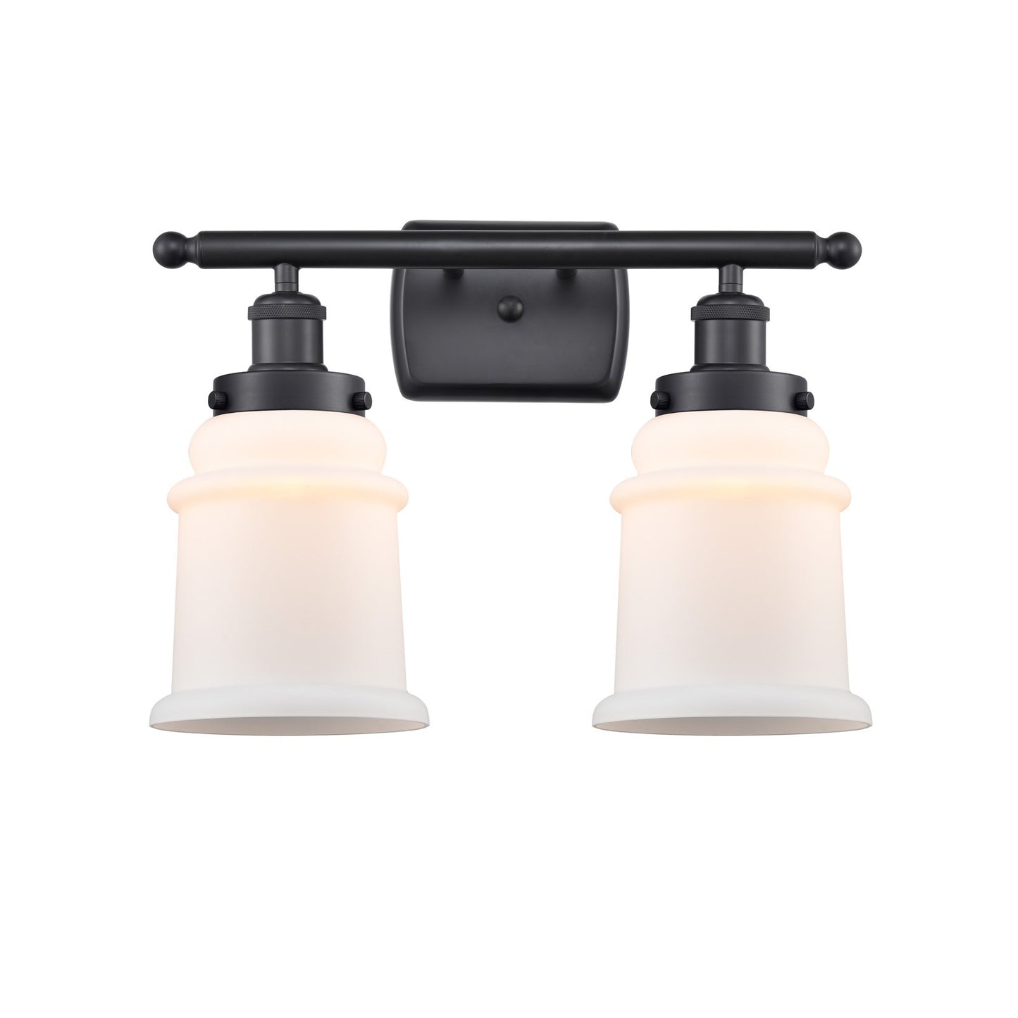 Innovations Canton 16in 2-Light Bath Vanity | Modern Transitional Matte Black Steel and Frosted Glass | Bathroom & Powder Room | Model 916-2W-BK-G181