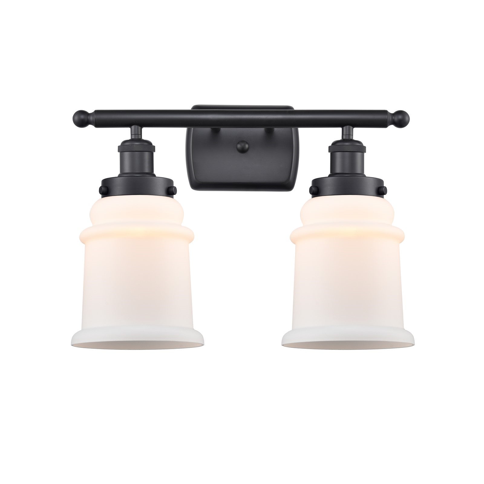 Innovations Canton 16in 2-Light Bath Vanity | Modern Transitional Matte Black Steel and Frosted Glass | Bathroom & Powder Room | Model 916-2W-BK-G181
