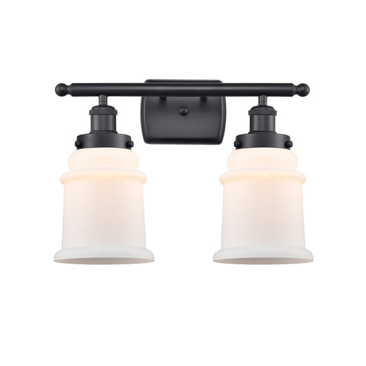 Innovations Canton 16in 2-Light Bath Vanity | Modern Transitional Matte Black Steel and Frosted Glass | Bathroom & Powder Room | Model 916-2W-BK-G181