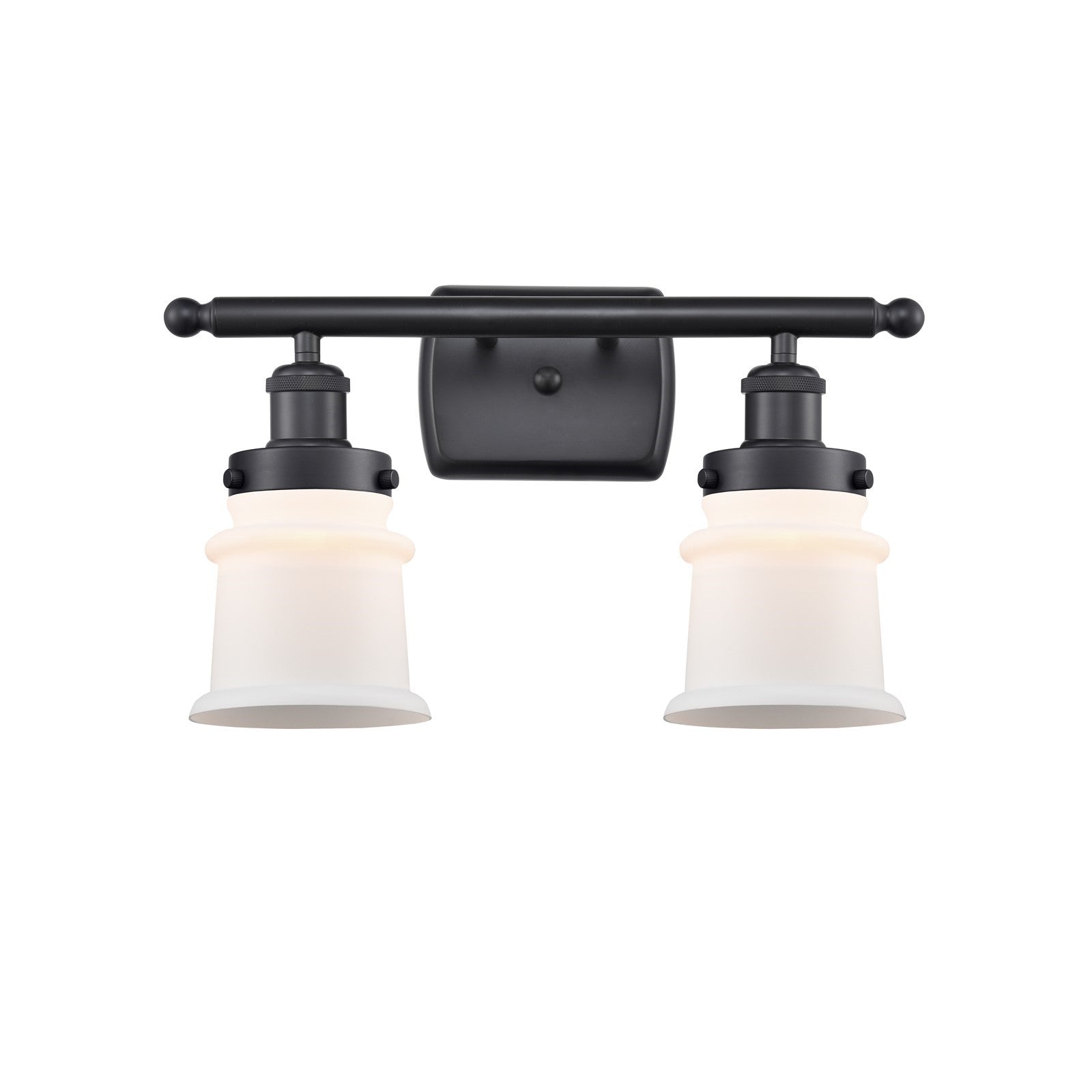 Innovations Canton 15.25in 2-Light Bath Vanity | Modern Transitional Matte Black Steel and Frosted Glass | Bathroom & Powder Room | Model 916-2W-BK-G181S