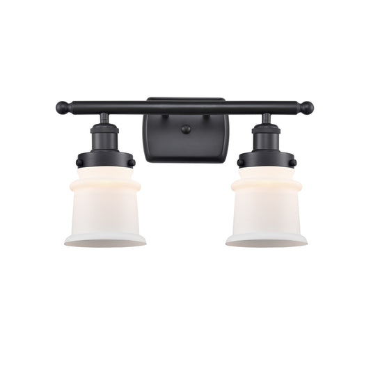 Innovations Canton 15.25in 2-Light Bath Vanity | Modern Transitional Matte Black Steel and Frosted Glass | Bathroom & Powder Room | Model 916-2W-BK-G181S