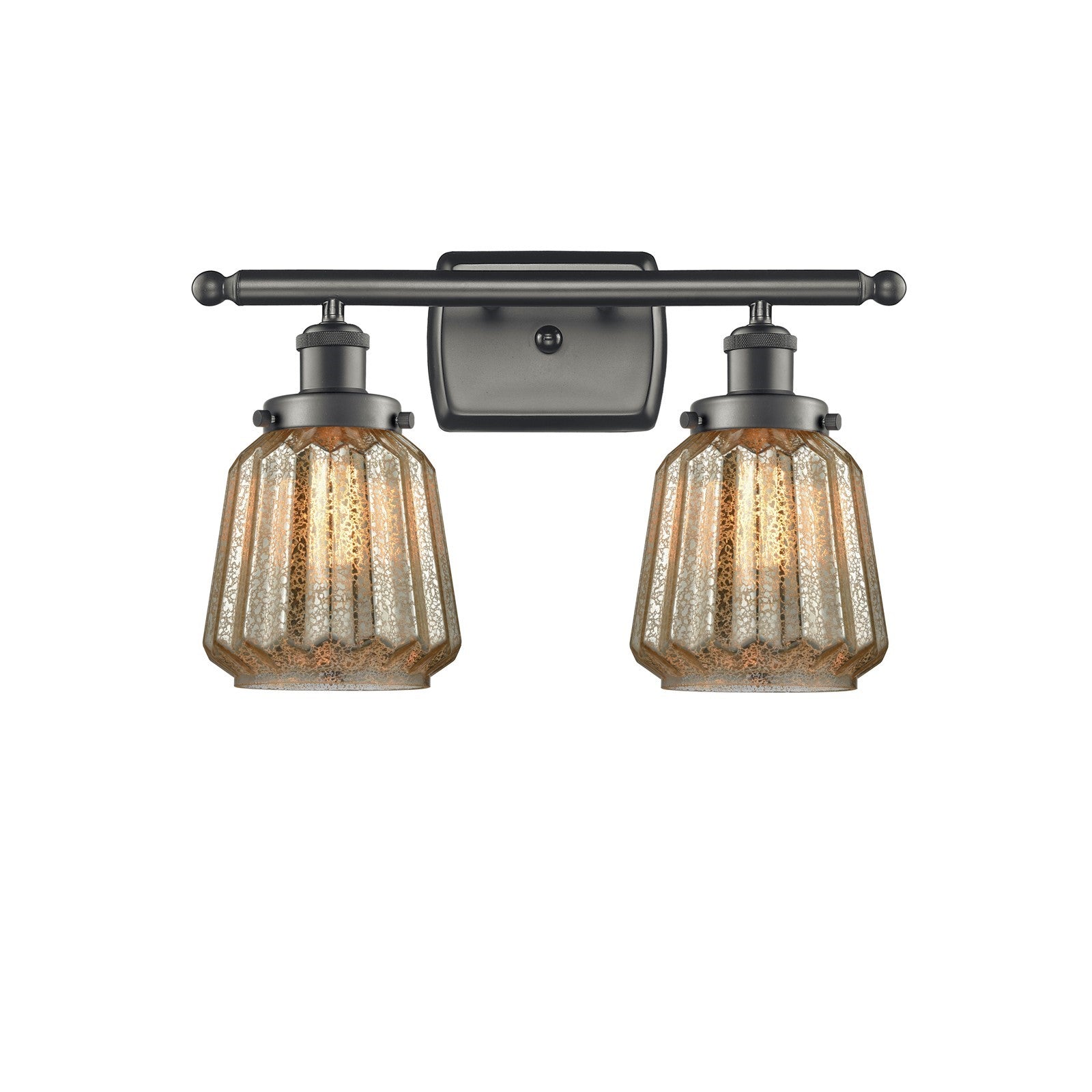 Innovations Chatham 17in 2-Light Bath Vanity | Modern Transitional Oil Rubbed Bronze Steel and Mercury Ribbed Glass | Bathroom | Model 916-2W-OB-G146