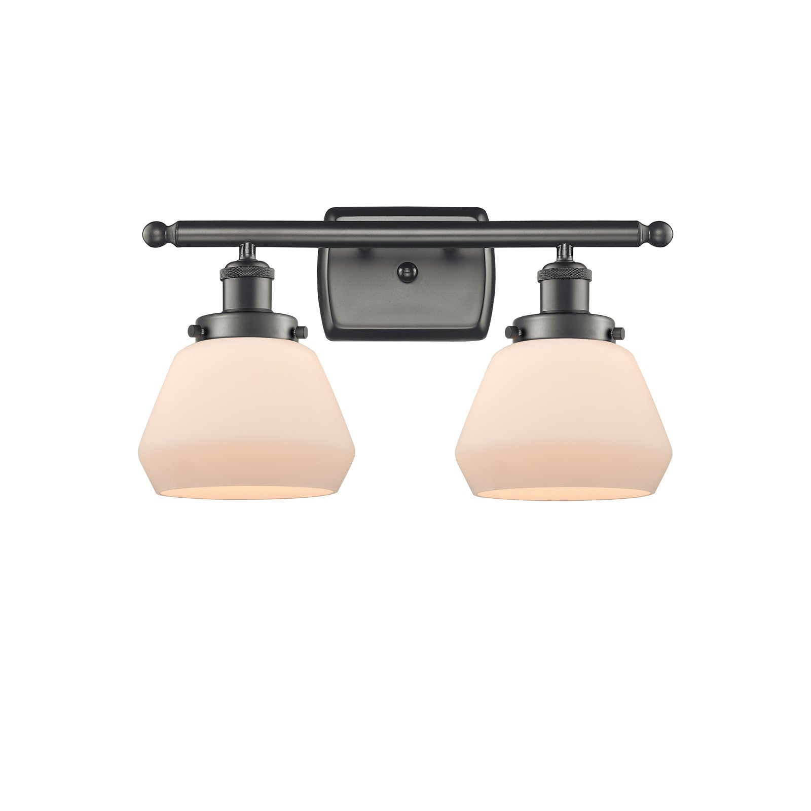 Innovations Fulton 17in 2-Light Bath Vanity Light | Modern Transitional Oil Rubbed Bronze and Matte White Frosted Glass | Kitchen | Model 916-2W-OB-G171