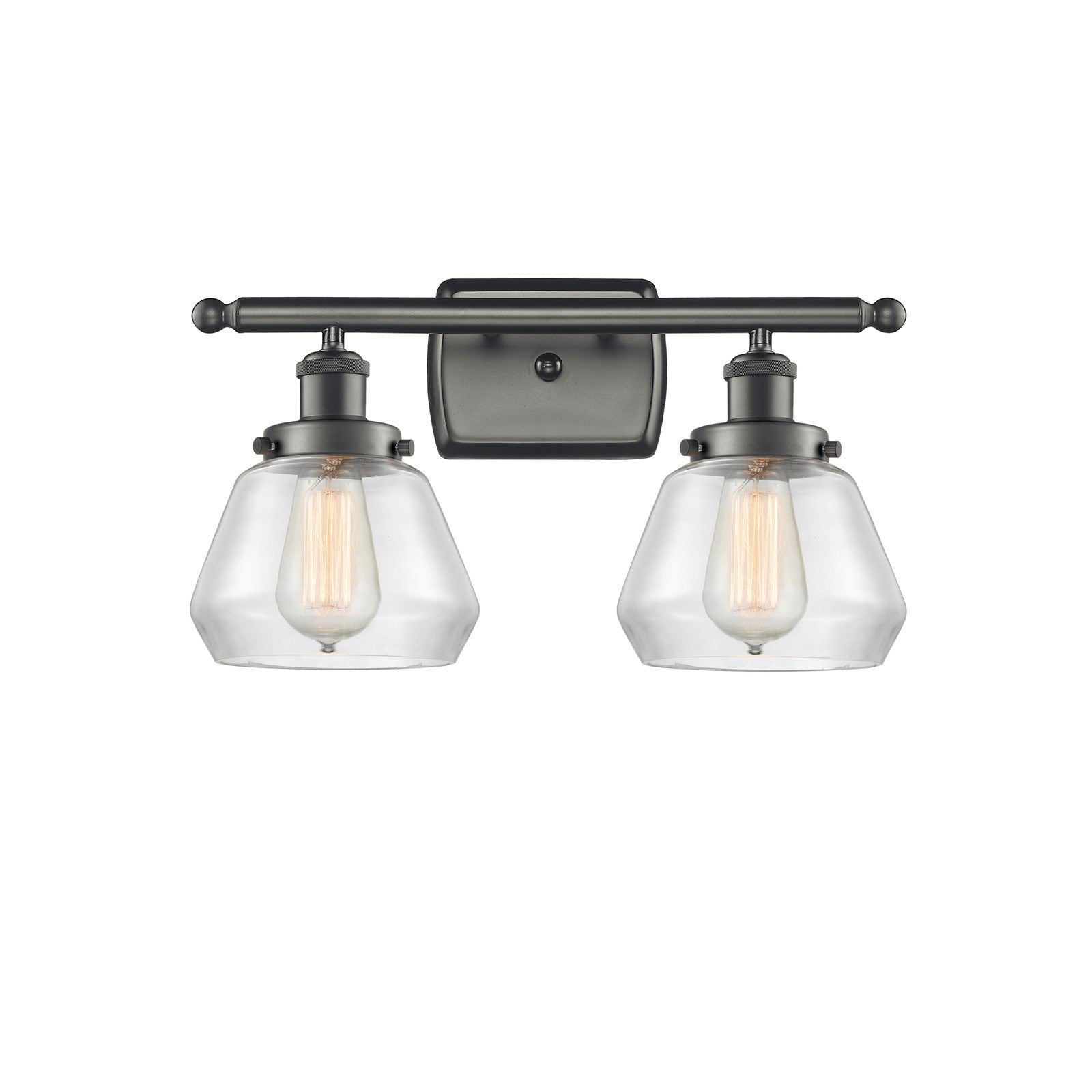 Innovations Fulton 17in 2-Light Bath Vanity Light | Modern Transitional Oil Rubbed Bronze and Clear Glass | Kitchen Island & | Model 916-2W-OB-G172