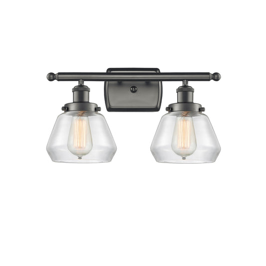Innovations Fulton 17in 2-Light Bath Vanity Light | Modern Transitional Oil Rubbed Bronze and Clear Glass | Kitchen Island & | Model 916-2W-OB-G172