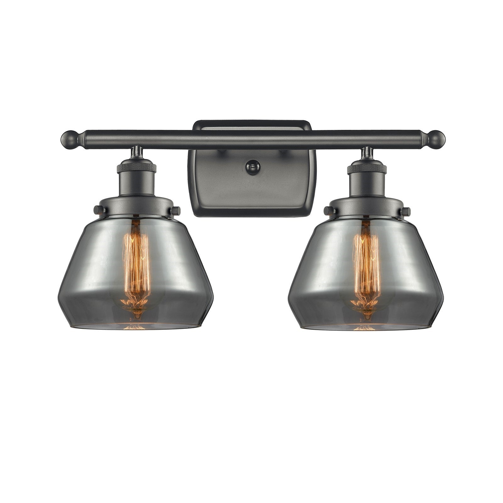 Innovations Fulton 17in 2-Light Bath Vanity Light | Modern Transitional Oil Rubbed Bronze and Light Smoke Glass | Kitchen Island & | Model 916-2W-OB-G173