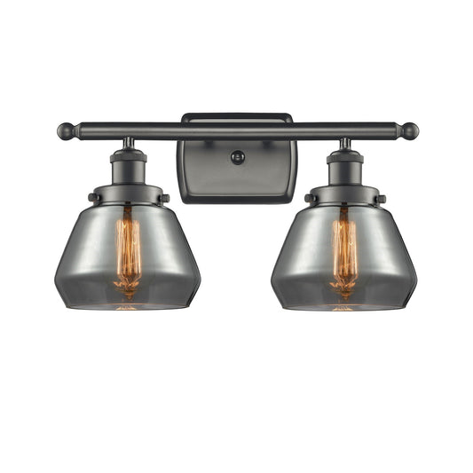Innovations Fulton 17in 2-Light Bath Vanity Light | Modern Transitional Oil Rubbed Bronze and Light Smoke Glass | Kitchen Island & | Model 916-2W-OB-G173