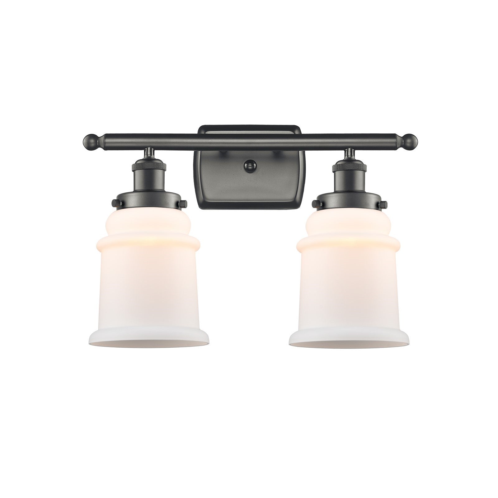 Innovations Canton 16in 2-Light Bath Vanity Light | Modern Transitional Oil Rubbed Bronze and Matte White Frosted Glass | Kitchen | Model 916-2W-OB-G181