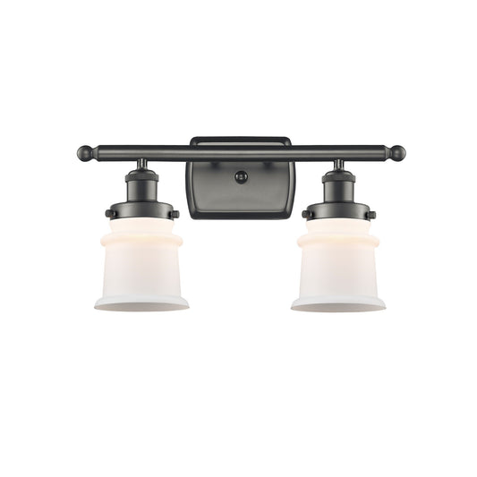 Innovations Canton 15.25in 2-Light Bath Vanity Light | Modern Contempo Oil Rubbed Bronze Steel and Matte White Frosted Glass | Model 916-2W-OB-G181S