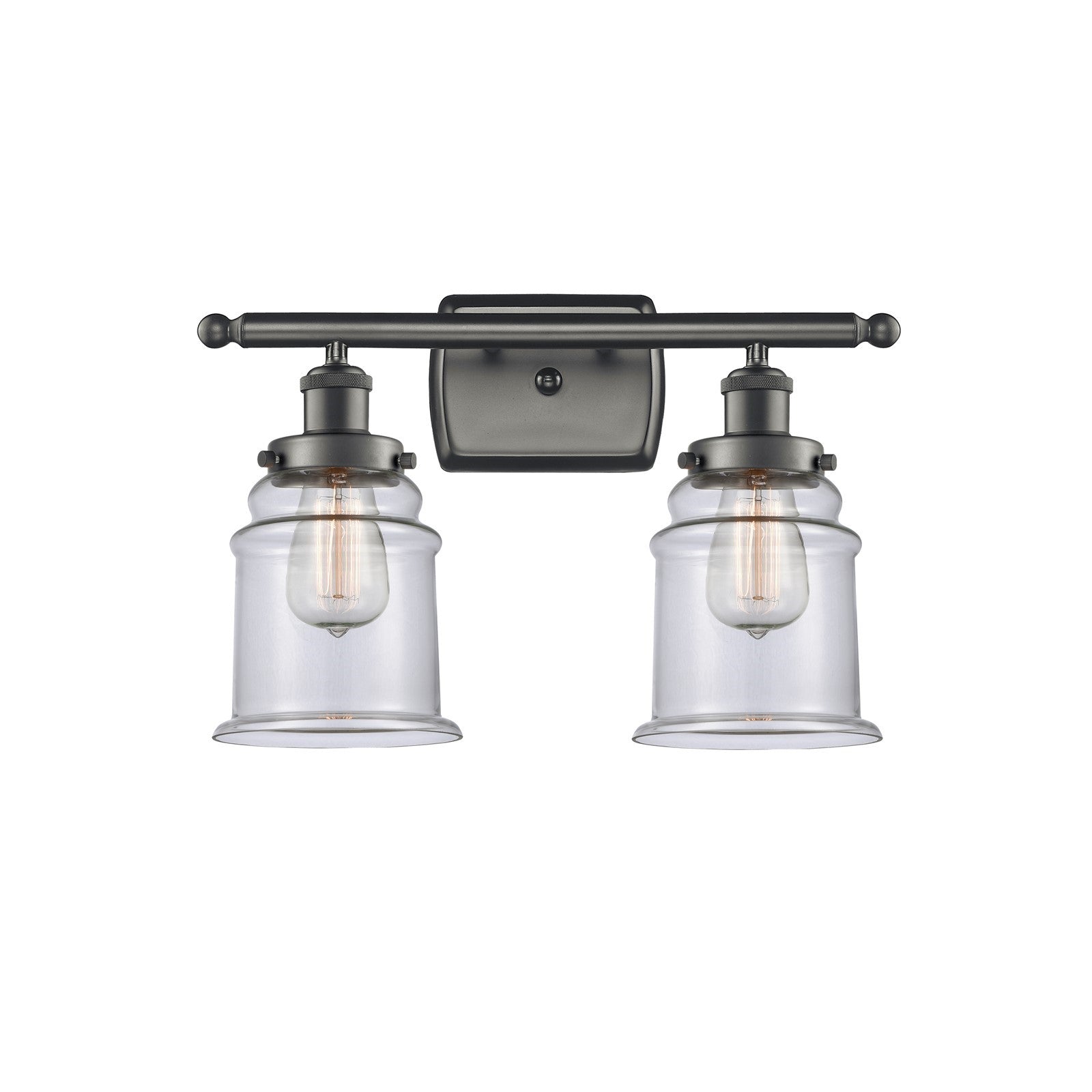 Innovations Canton 16in 2-Light Bath Vanity Light | Modern Contempo Oil Rubbed Bronze Steel and Clear Glass | Bathroom Vanity | Model 916-2W-OB-G182