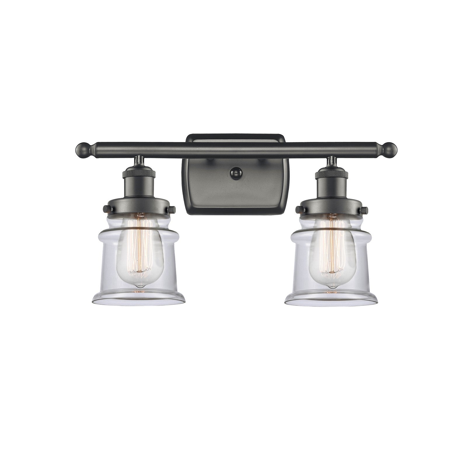 Innovations Canton 15.25in 2-Light Bath Vanity Light | Modern Contempo Oil Rubbed Bronze Steel and Clear Glass | Bathroom Vanity | Model 916-2W-OB-G182S