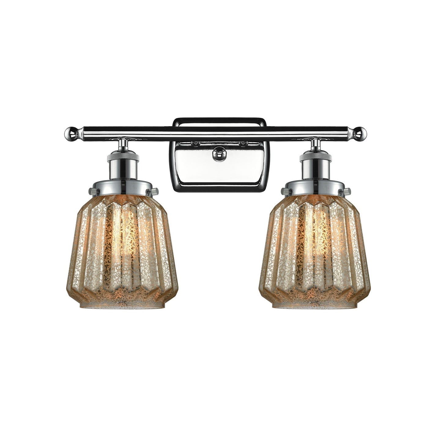 Innovations Chatham 17in 2-Light Bath Vanity Light | Modern Polished Chrome and Mercury Ribbed Glass | Bathroom Vanity | 17 x 12 in | Model 916-2W-PC-G146