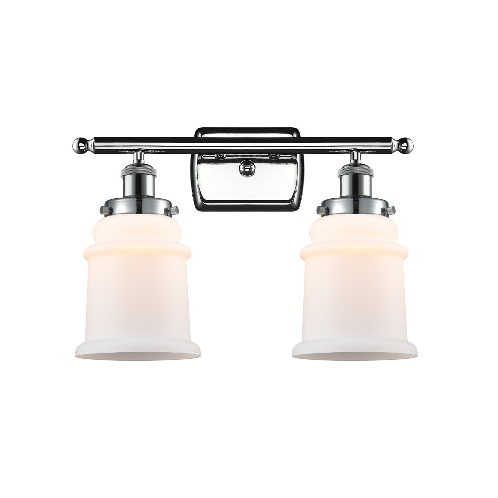 Innovations Canton 16in 2-Light Bath Vanity Light | Modern Transitional Polished Chrome and Matte White Frosted Glass Bell Shade | Model 916-2W-PC-G181