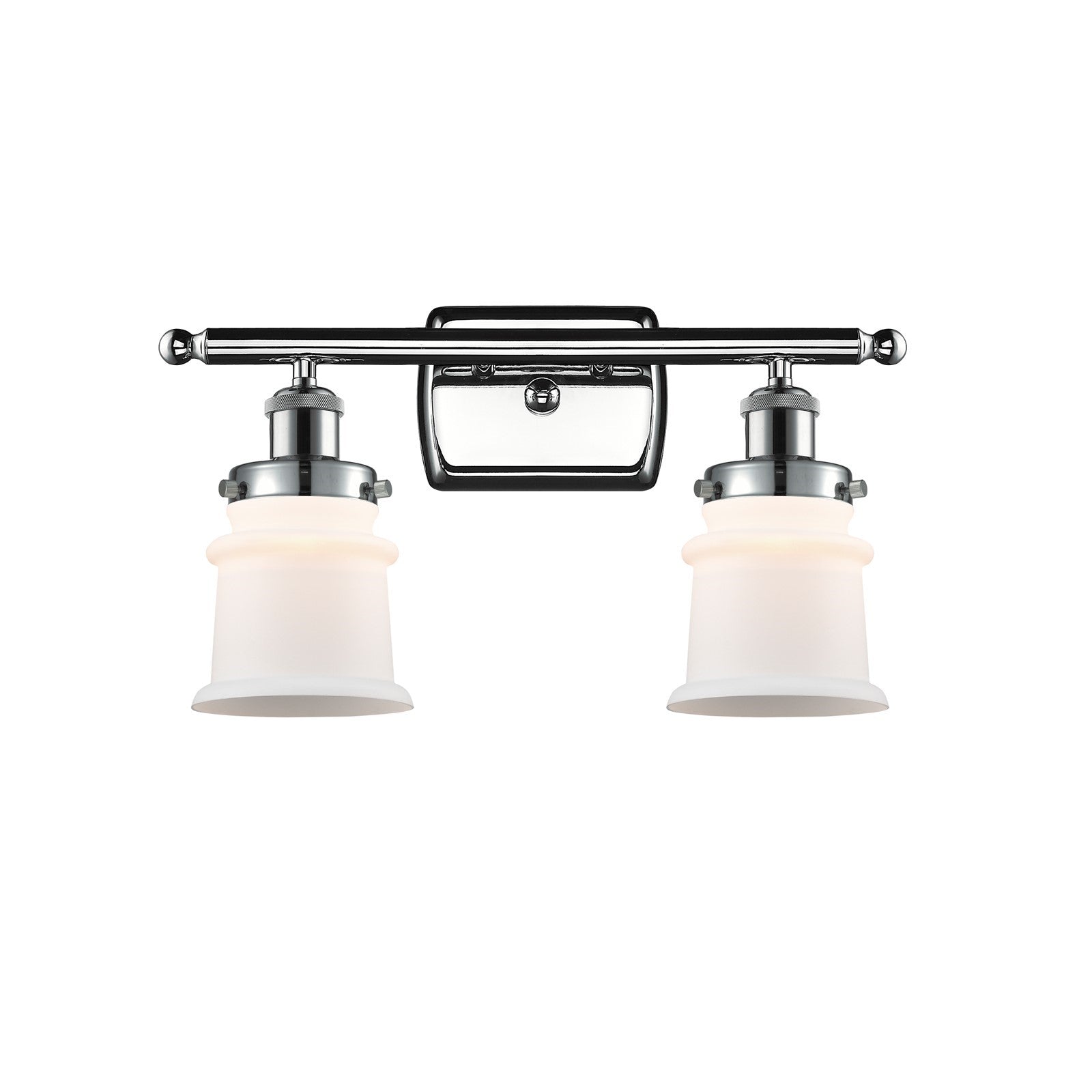 Innovations Canton 15.25in 2-Light Bath Vanity Light | Modern Transitional Polished Chrome and Matte White Frosted Glass Small | Model 916-2W-PC-G181S