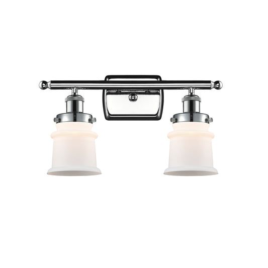 Innovations Canton 15.25in 2-Light Bath Vanity Light | Modern Transitional Polished Chrome and Matte White Frosted Glass Small | Model 916-2W-PC-G181S