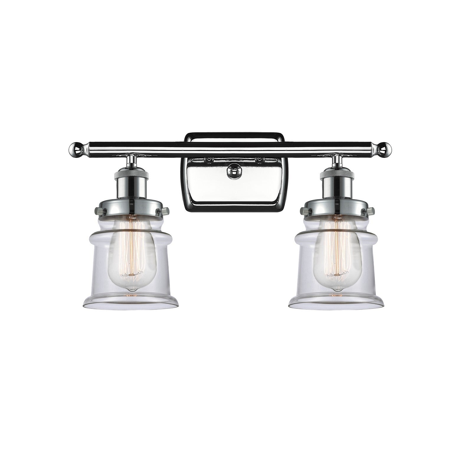 Innovations Canton 15.25in 2-Light Bath Vanity Light | Modern Transitional Polished Chrome and Clear Glass Schoolhouse Shade | Model 916-2W-PC-G182S