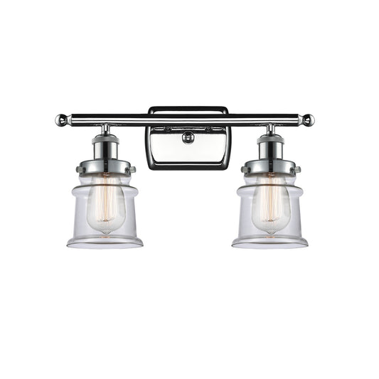 Innovations Canton 15.25in 2-Light Bath Vanity Light | Modern Transitional Polished Chrome and Clear Glass Schoolhouse Shade | Model 916-2W-PC-G182S