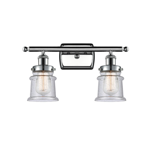 Innovations Canton 15.25in 2-Light Bath Vanity Light | Modern Transitional Polished Chrome and Seedy Glass Schoolhouse Shade | Model 916-2W-PC-G184S