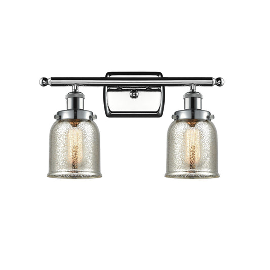 Innovations Bell 16in 2-Light Bath Vanity Light with LED | Industrial Polished Chrome and Silver Plated Mercury Glass | Damp | Model 916-2W-PC-G58-LED
