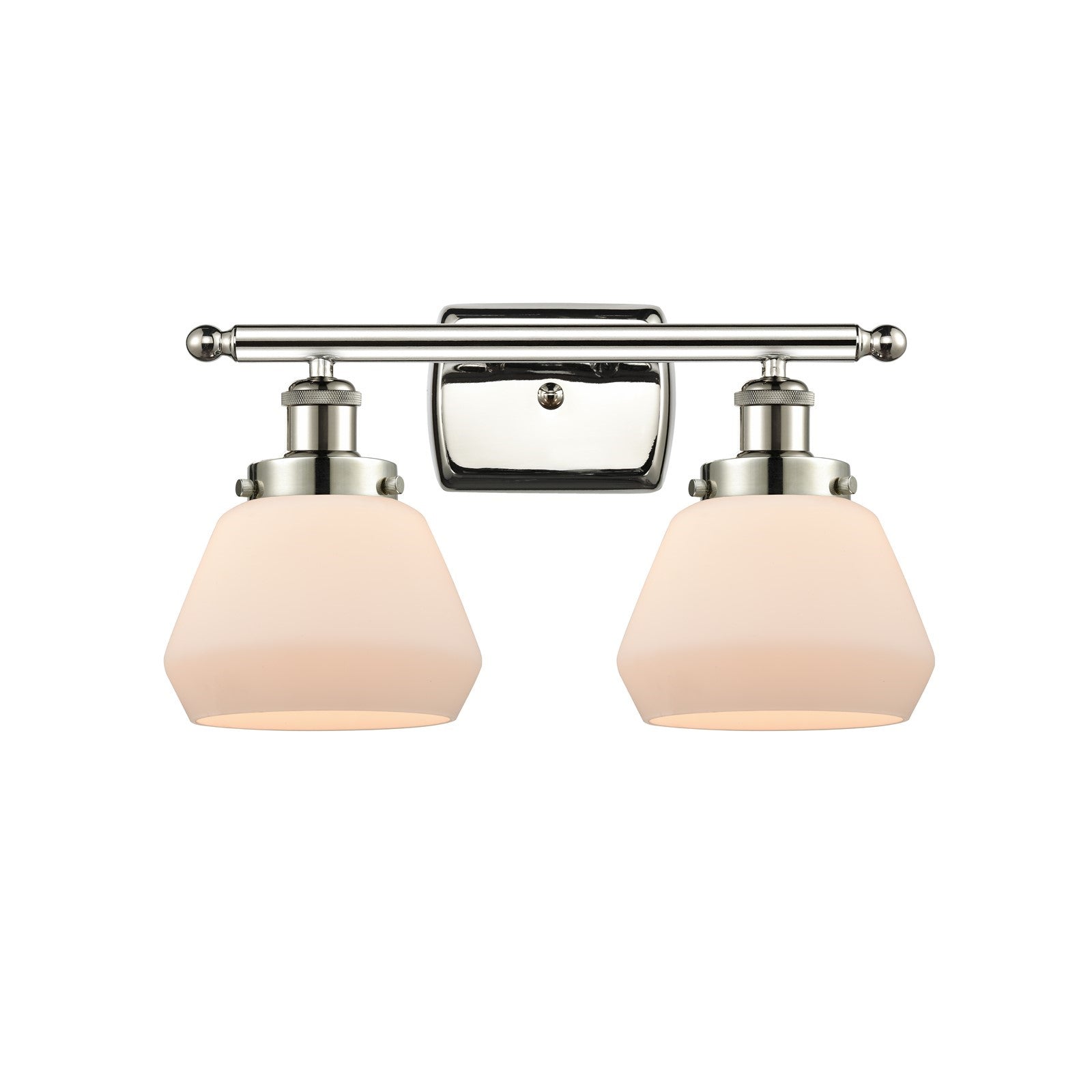 Innovations Fulton 17in 2-Light Bath Vanity Light | Polished Nickel Steel and Matte White Frosted Glass | Bathroom Vanity | Model 916-2W-PN-G171