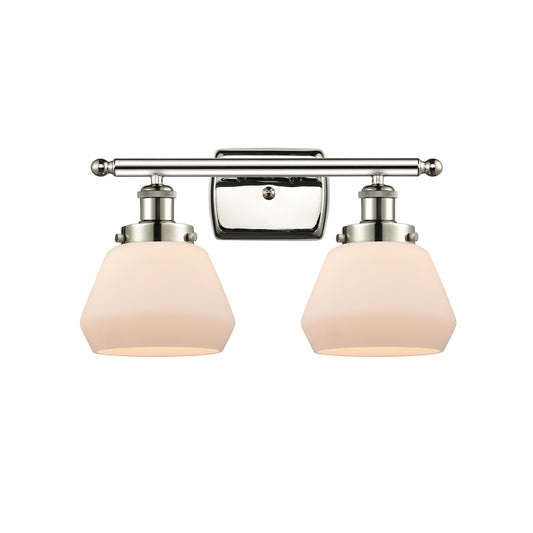 Innovations Fulton 17in 2-Light Bath Vanity Light | Polished Nickel Steel and Matte White Frosted Glass | Bathroom Vanity | Model 916-2W-PN-G171