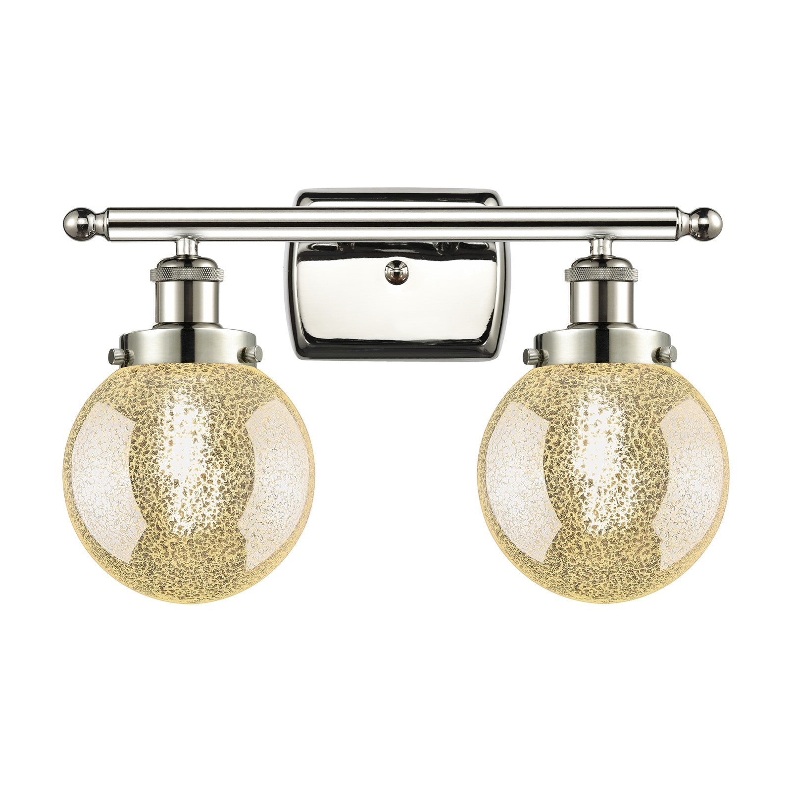 Innovations Beacon 16in 2-Light Bath Vanity Light | Modern Transitional Polished Nickel and Mercury Seeded Glass | Bathroom | Model 916-2W-PN-G208-6