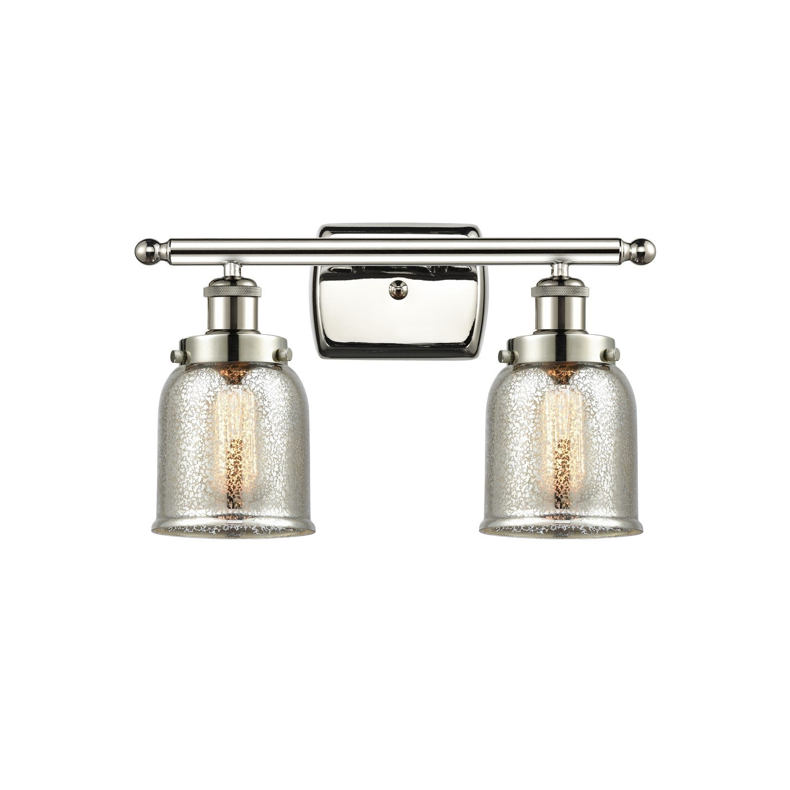 Innovations Bell 16in 2-Light Bath Vanity Light | Industrial Polished Nickel and Silver Plated Mercury Glass | Bathroom Vanity | Model 916-2W-PN-G58-LED