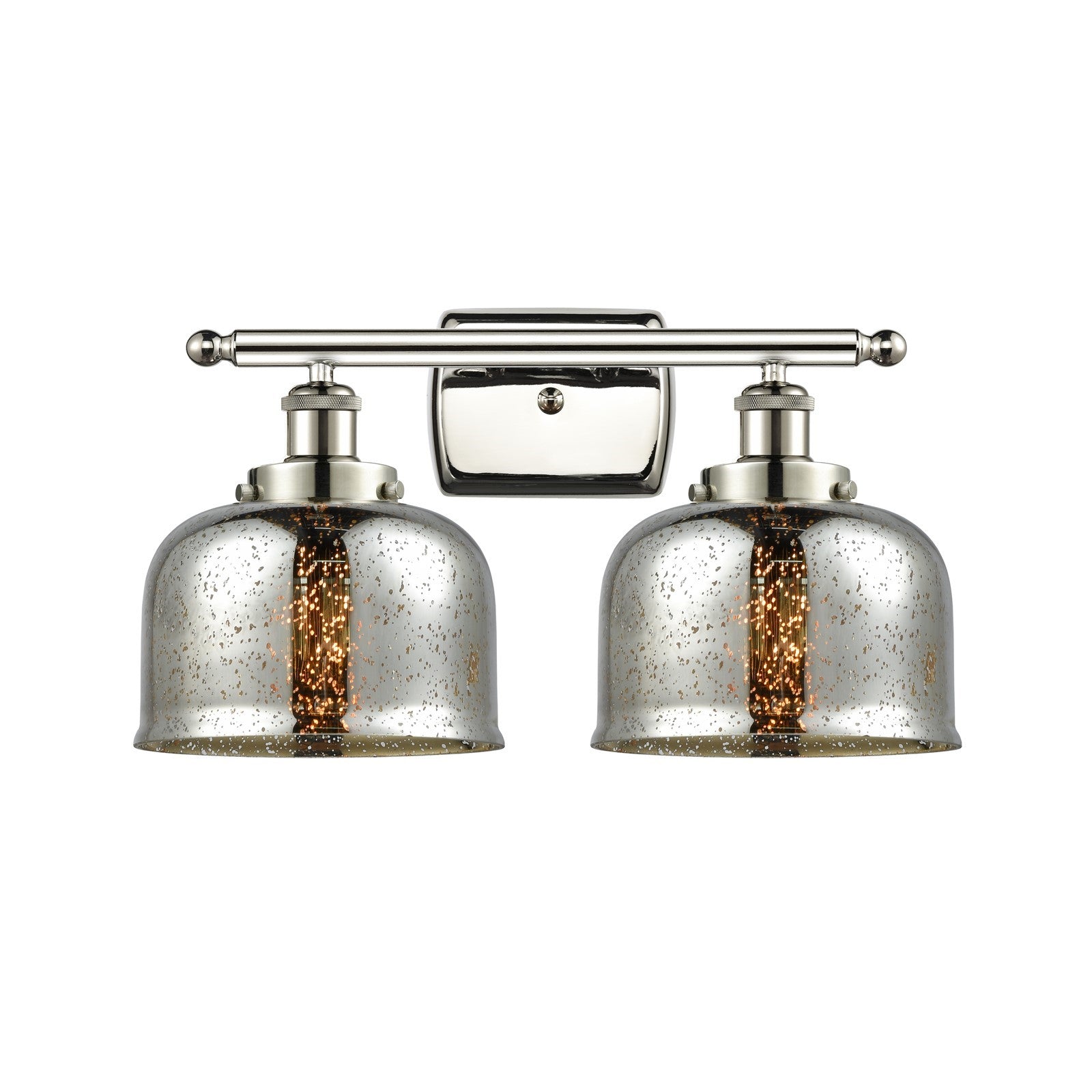Innovations Bell 18in 2-Light Bath Vanity Light | Industrial Polished Nickel and Silver Plated Mercury Glass | Bathroom Vanity | Model 916-2W-PN-G78-LED