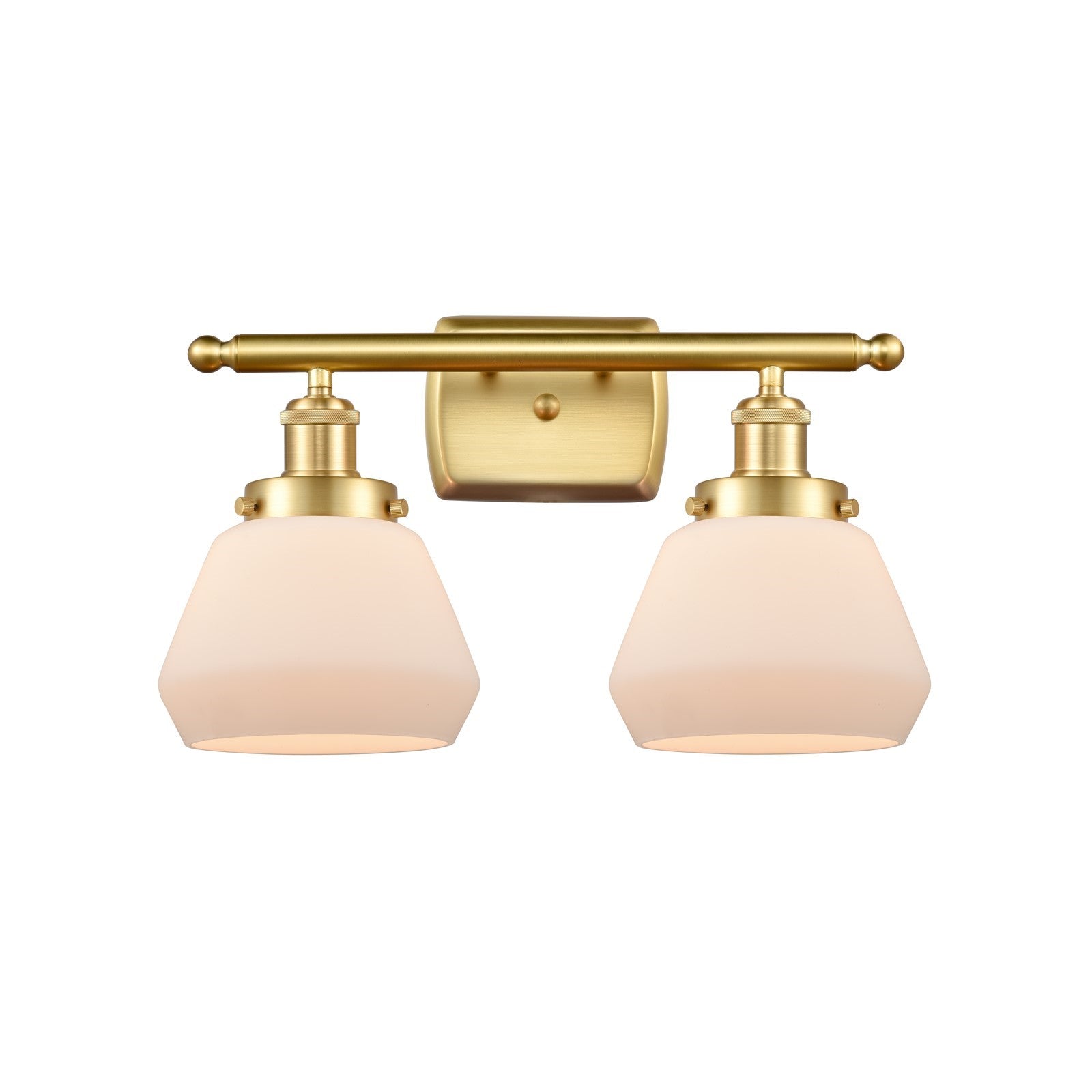 Innovations Fulton 17in 2-Light Bath Vanity Light | Modern Transitional Satin Gold Steel and Matte White Frosted Glass | Bathroom | Model 916-2W-SG-G171