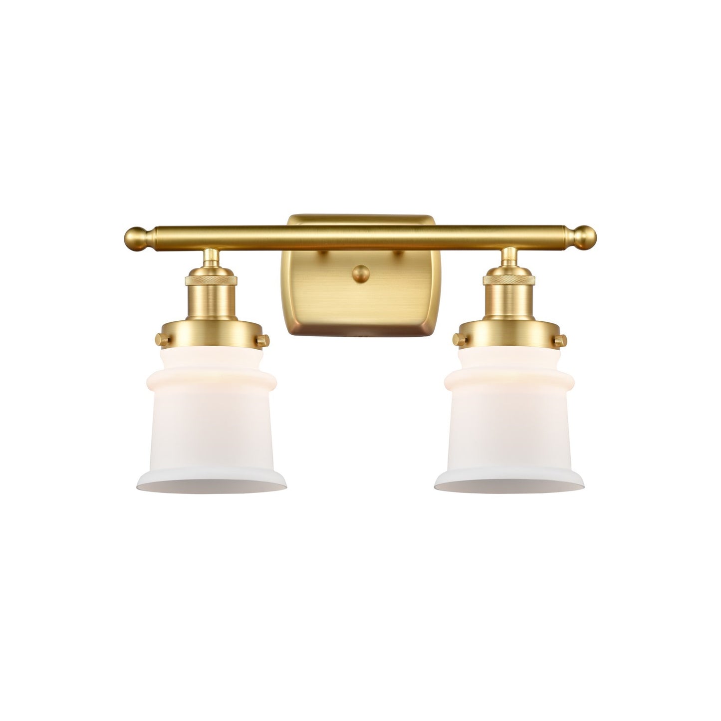 Innovations Canton 15.25in 2-Light Bath Vanity Light | Modern Transitional Satin Gold Steel and Matte White Frosted Glass Small | Model 916-2W-SG-G181S