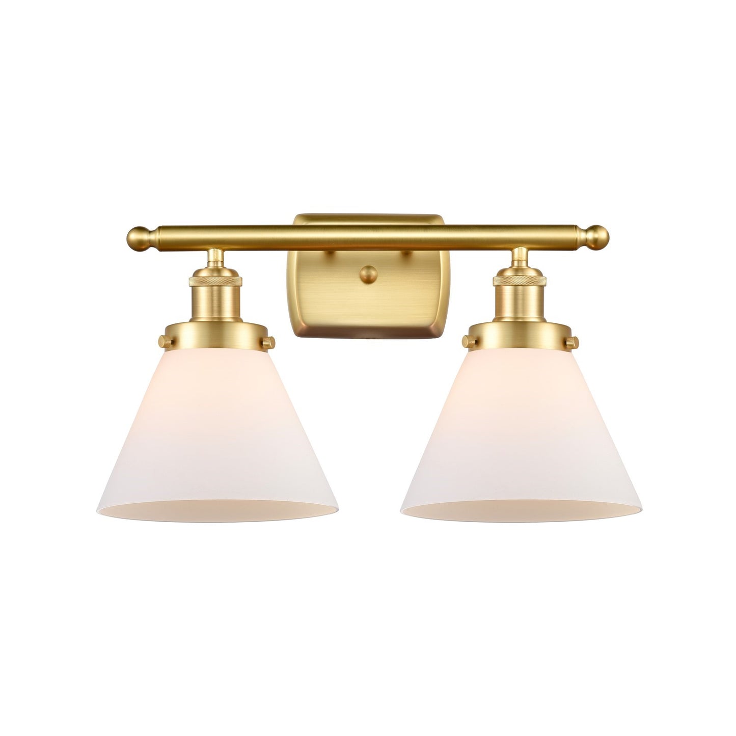 Innovations Cone 18in 2-Light Bath Vanity Light | Industrial Satin Gold Steel and Matte White Frosted Glass | Bathroom Vanity | Model 916-2W-SG-G41