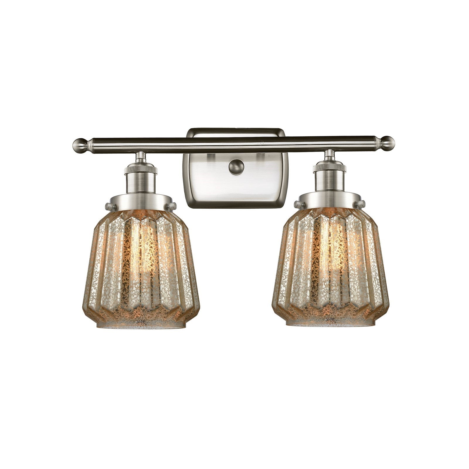 Innovations Chatham 17in 2-Light Bath Vanity Light | Modern Transitional Brushed Satin Nickel Steel and Cast Brass with Mercury | Model 916-2W-SN-G146