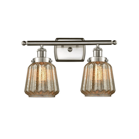 Innovations Chatham 17in 2-Light Bath Vanity Light | Modern Transitional Brushed Satin Nickel Steel and Cast Brass with Mercury | Model 916-2W-SN-G146