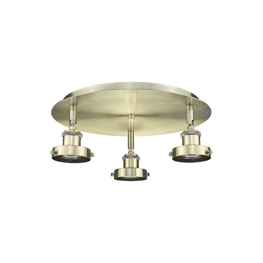 Innovations Ballston Urban 15in 3-Light Semi-Flush Mount | Industrial Antique Brass Steel and Cast Brass | Entryway & Hallway | 15 x 5 in | Model 916-3C-AB