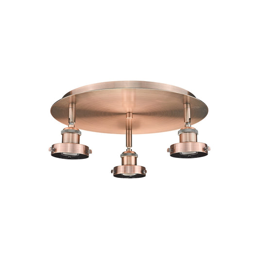 Innovations Ballston Urban 15in 3-Light Semi-Flush Mount | Industrial Antique Copper Steel and Cast Brass | Damp Location Kitchen & | Model 916-3C-AC