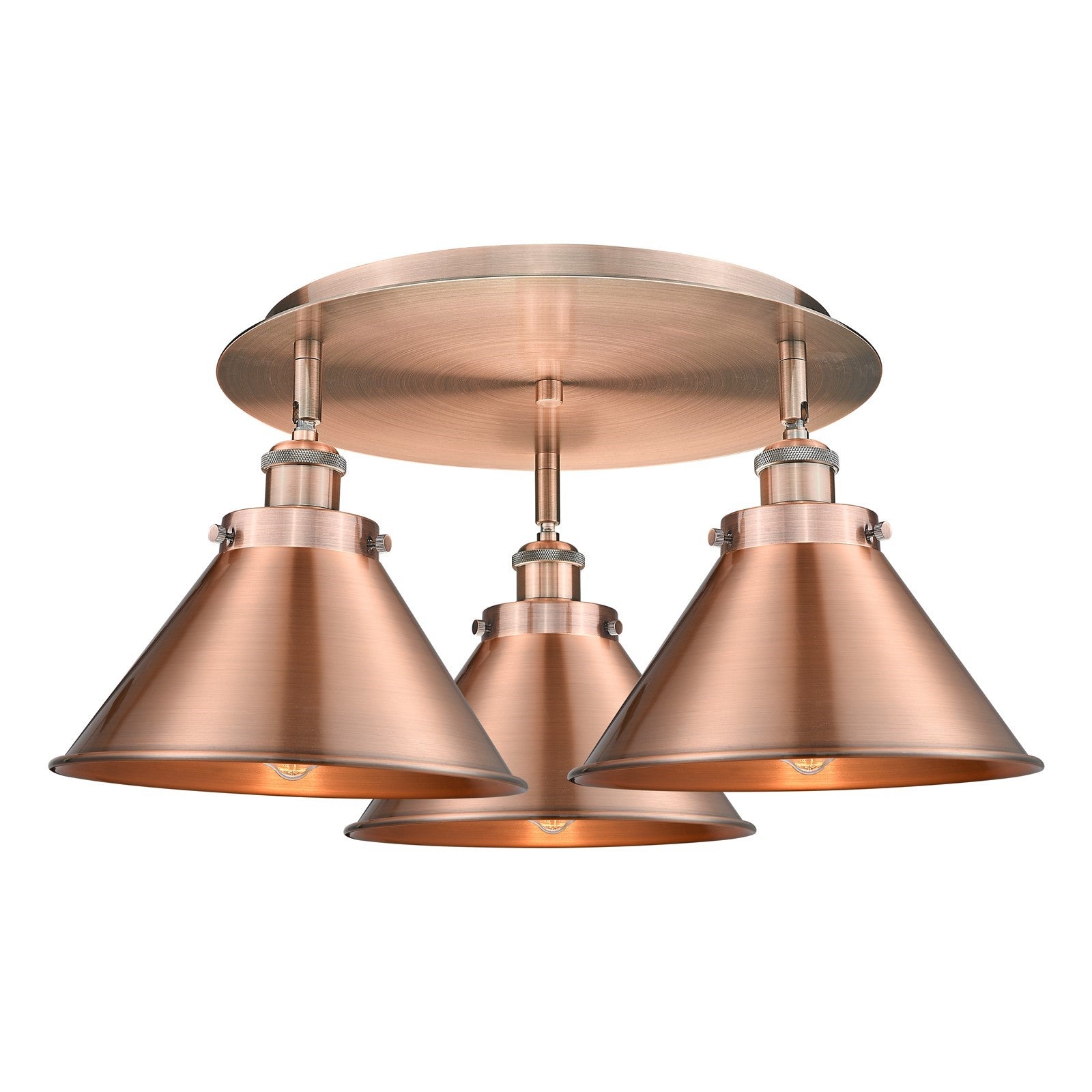 Innovations Ballston Urban 20in 3-Light Semi-Flush Mount | Industrial Antique Copper Steel and Metal Shade | Kitchen & Hallway | Model 916-3C-AC-M10-AC