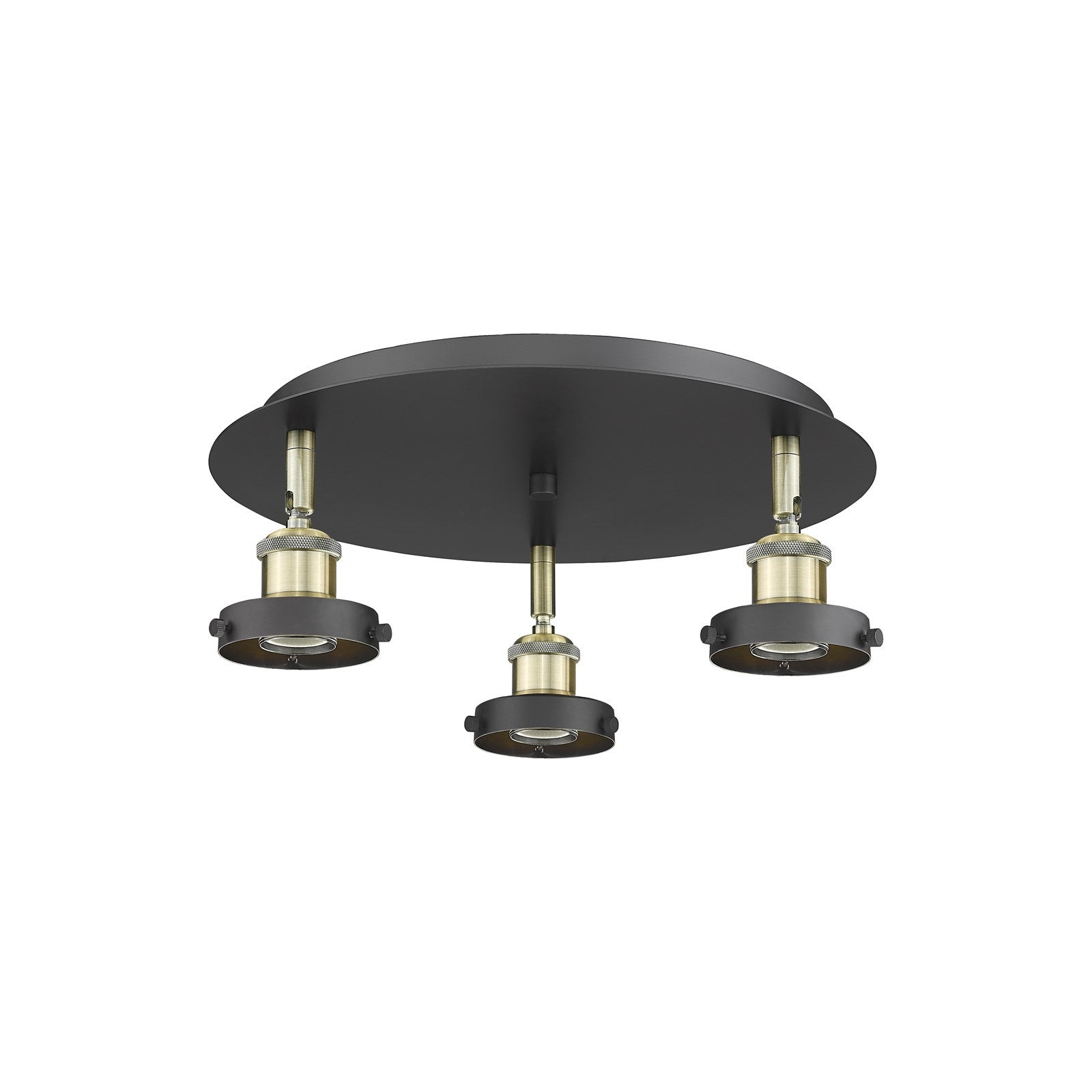 Innovations Ballston Urban 15in 3-Light Semi-Flush Mount | Industrial Black Antique Brass Steel | Kitchen & Hallway | 15 x 15 x 5 in | Model 916-3C-BAB