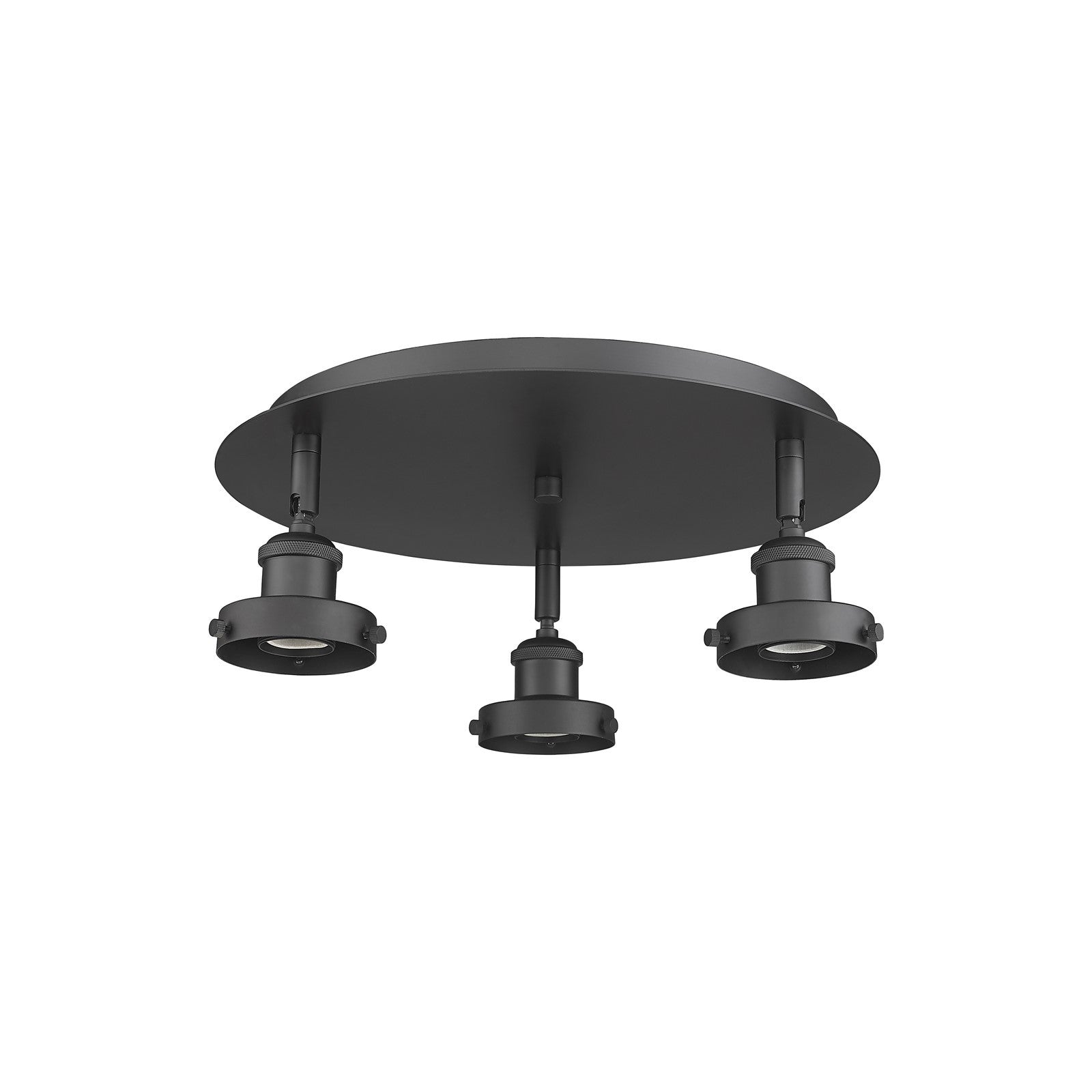 Innovations Ballston Urban 15in 3-Light Semi-Flush Mount | Industrial Matte Black Steel and Cast Brass | Kitchen & Hallway | Model 916-3C-BK