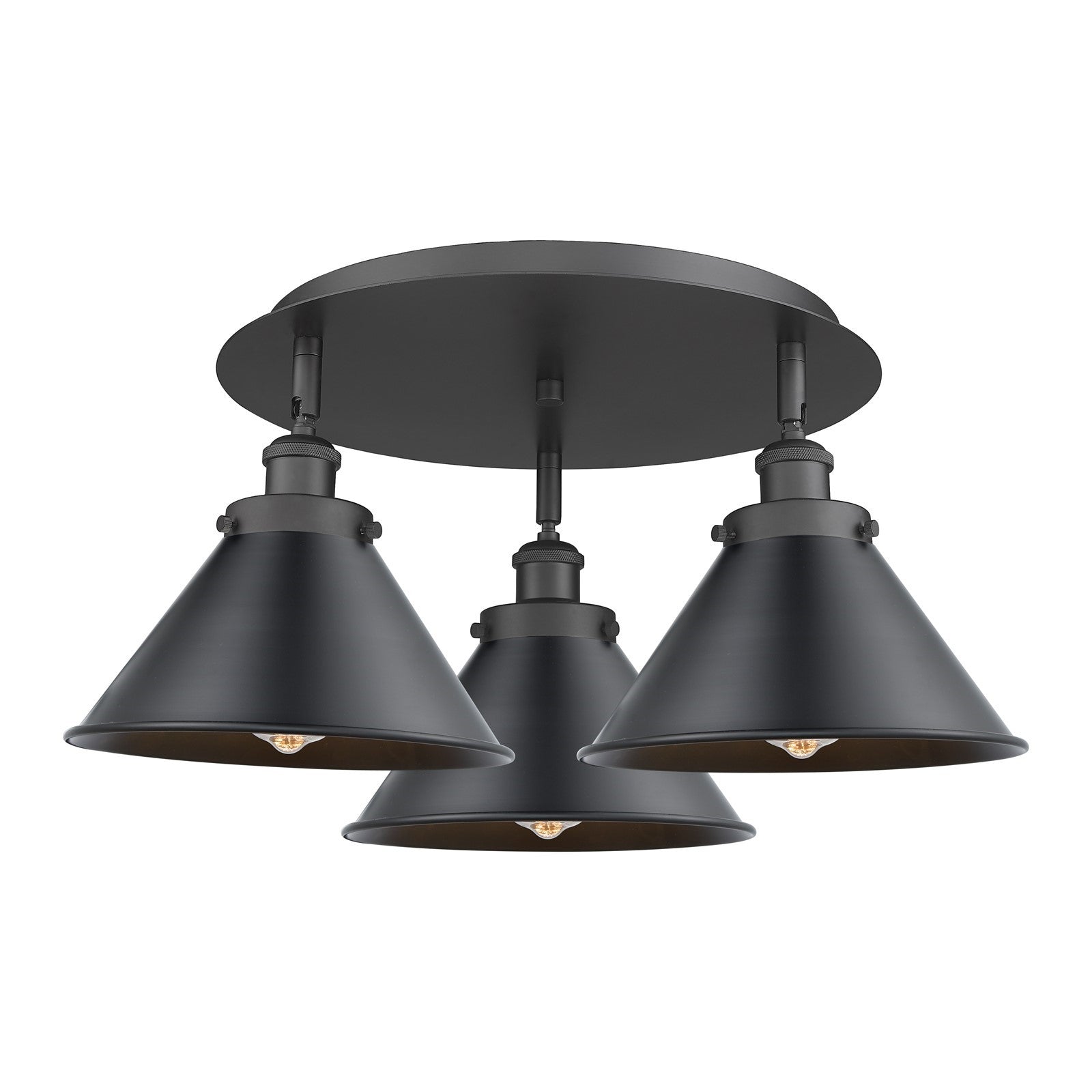 Innovations Ballston Urban 20in 3-Light Semi-Flush Mount | Industrial Matte Black Steel and Cast Brass with Matte Black Metal | Model 916-3C-BK-M10-BK