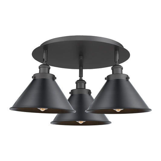 Innovations Ballston Urban 20in 3-Light Semi-Flush Mount | Industrial Matte Black Steel and Cast Brass with Matte Black Metal | Model 916-3C-BK-M10-BK