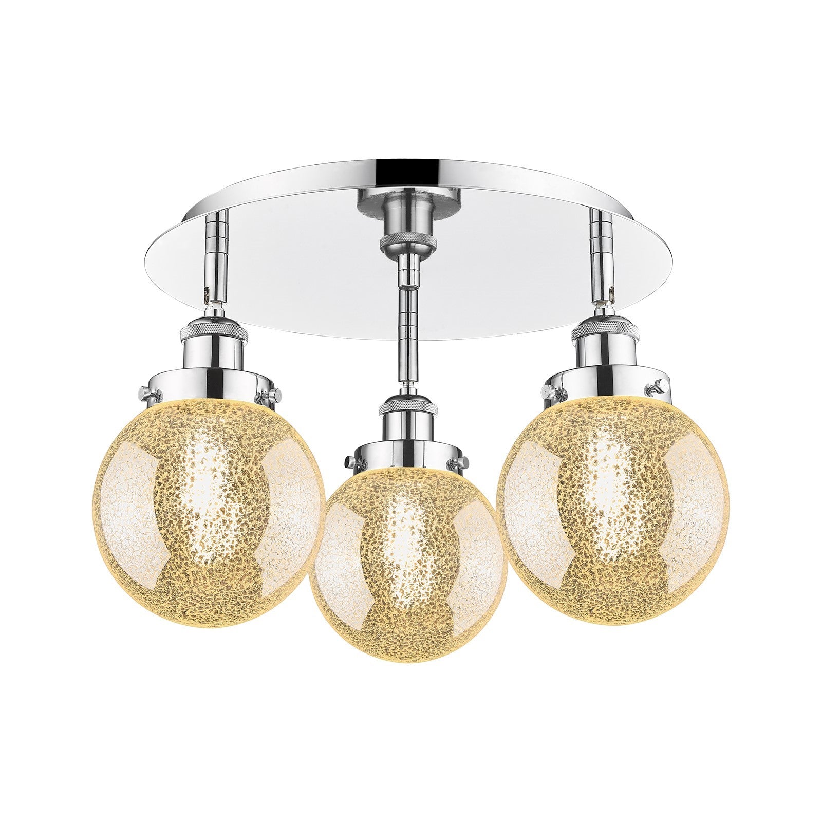 Innovations Beacon 18in 3-Light Semi-Flush Mount | Industrial Polished Chrome and Mercury Glass | Kitchen & Hallway Damp Rated | Model 916-3C-PC-G208-6