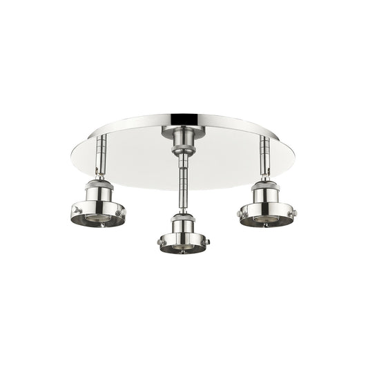 Innovations Ballston Urban 15in 3-Light Semi-Flush Mount | Industrial Polished Nickel Steel and Cast Brass | Damp-Rated Entryway & | Model 916-3C-PN
