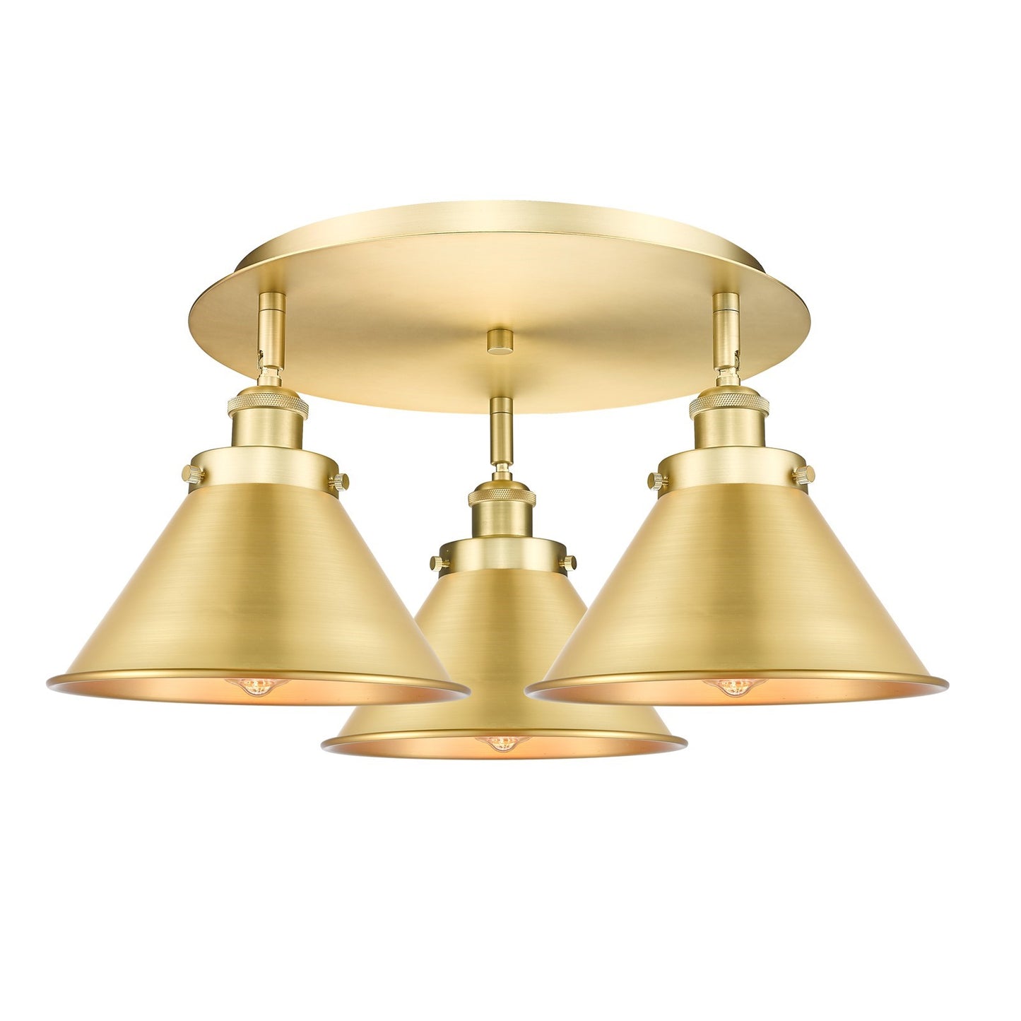Innovations Ballston Urban 20in 3-Light Semi-Flush Mount | Industrial Satin Gold Steel and Satin Gold Metal Shade | Damp-Rated | Model 916-3C-SG-M10-SG