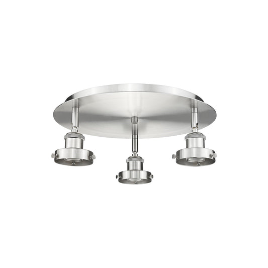 Innovations Ballston Urban 15in 3-Light Semi-Flush Mount | Industrial Satin Nickel Steel | Damp-Rated Entryway & Hallway | 15 x 15 x 5 in | Model 916-3C-SN