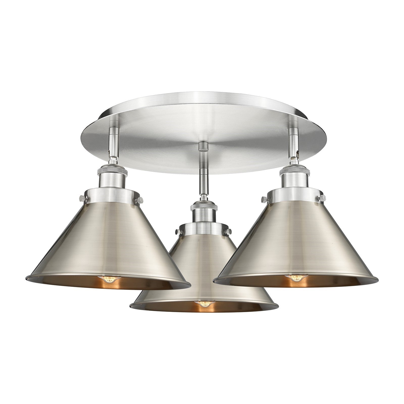 Innovations Ballston Urban 19.75in 3-Light Semi-Flush Mount | Industrial Satin Nickel Steel and Brushed Satin Nickel Metal | Model 916-3C-SN-M10-SN
