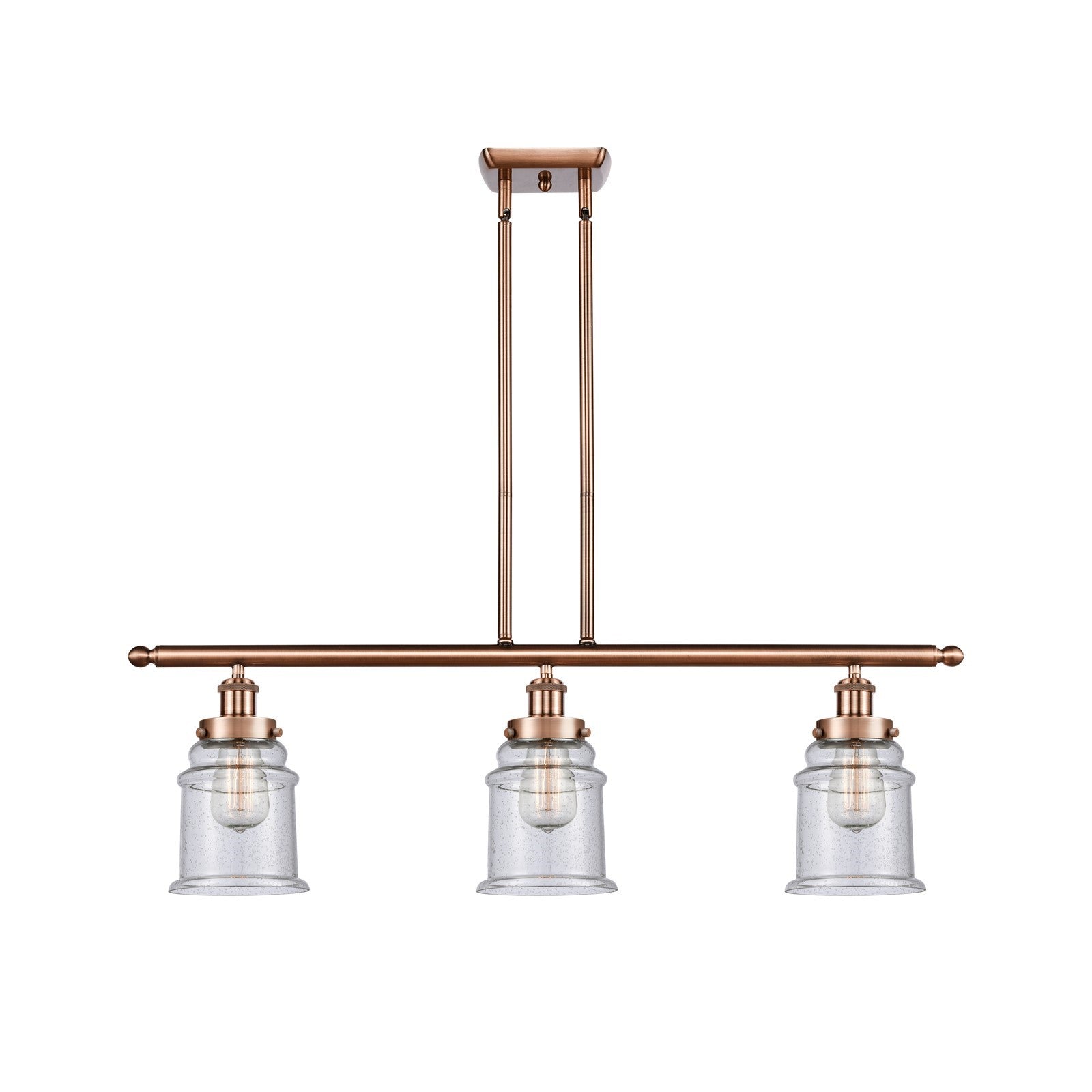Innovations Canton 36in 3-Light Island Light | Modern Contempo Antique Copper Steel and Seedy Glass | Kitchen Island & Dining Room | Model 916-3I-AC-G184