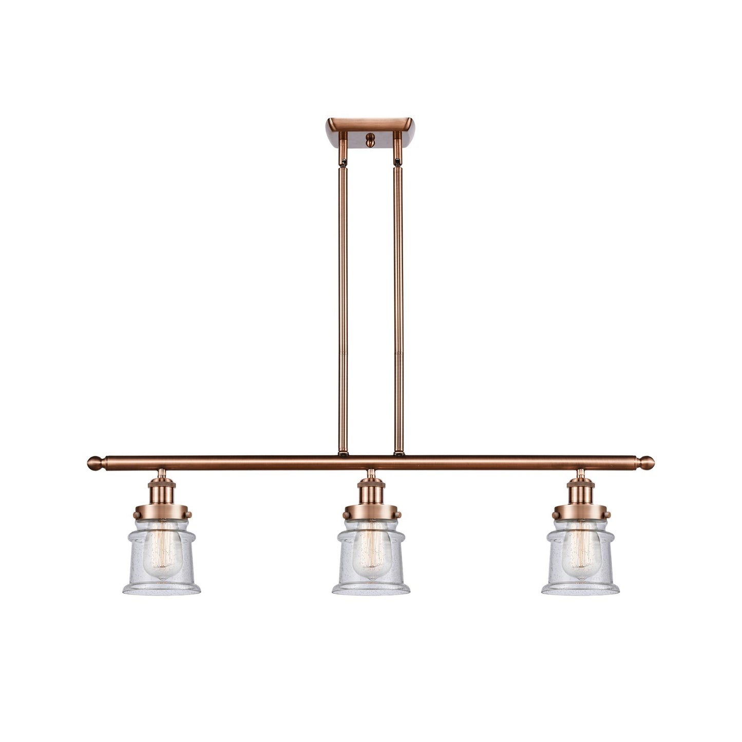 Innovations Canton 36in 3-Light Island Light | Modern Contempo Antique Copper Steel and Seedy Glass | Kitchen Island & Dining Room | Model 916-3I-AC-G184S