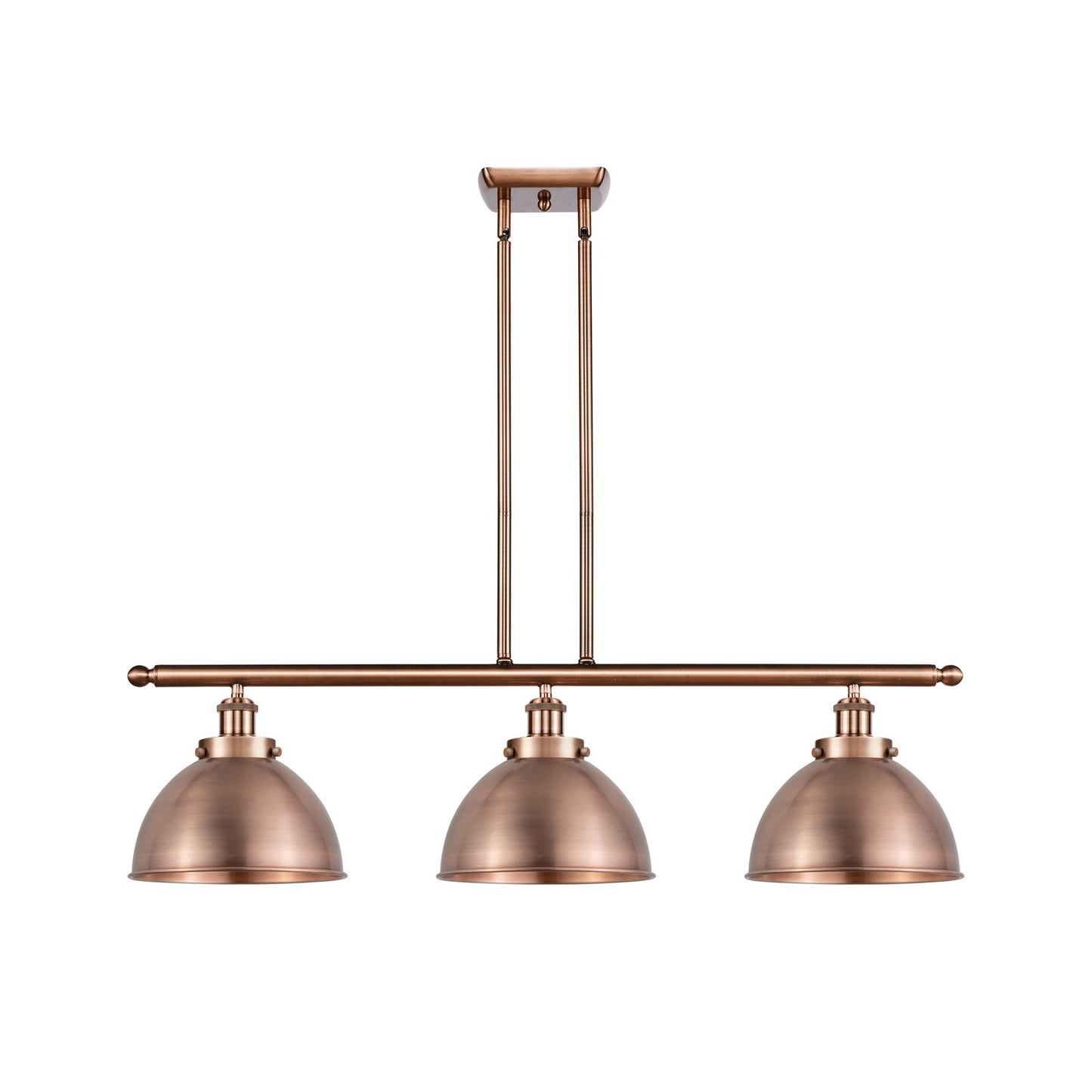 Innovations Derby 36in 3-Light Island Light | Industrial Farmhouse Antique Copper Steel and Cast Brass Metal Shade | Kitchen | Model 916-3I-AC-MFD-10-AC
