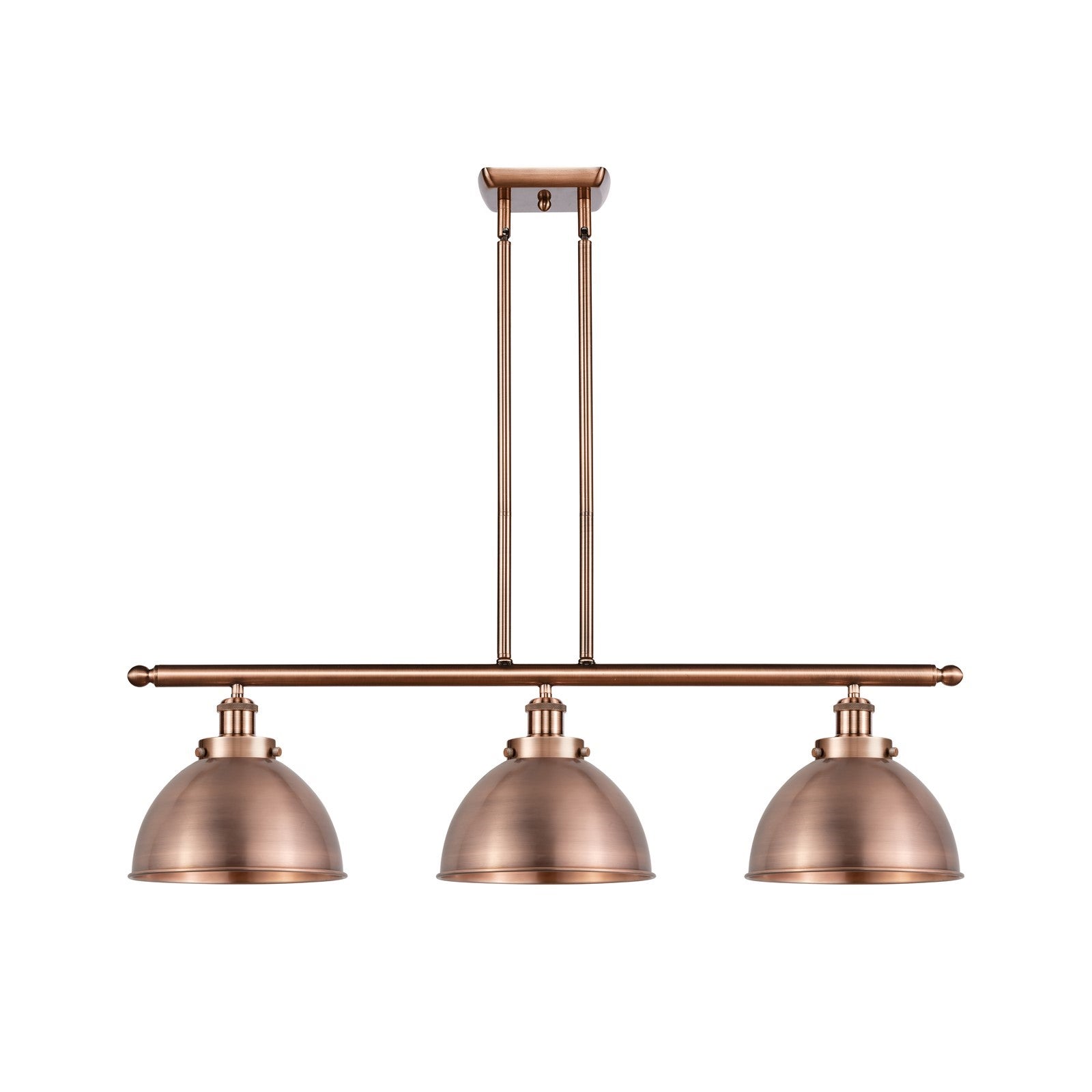 Innovations Derby 36in 3-Light Island Light | Industrial Farmhouse Antique Copper Steel and Cast Brass Metal Shade | Kitchen | Model 916-3I-AC-MFD-10-AC